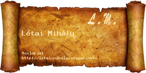 Létai Mihály névjegykártya